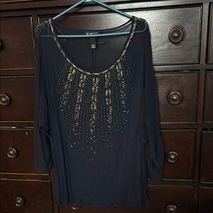 Navy Blue Beaded Top